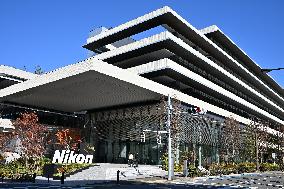 Nikon Corporation exterior, logo and signage